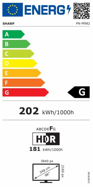 98" LED SHARP M982, 3840x2160, 24/ 7, 500cd 