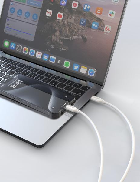 TPU KÁBEL USB-C / LIGHTNING 1M, USB 2.0 BIELÝ 