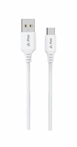 TPU KÁBEL USB-A / USB-C 1M, USB 2.0 BIELÝ 