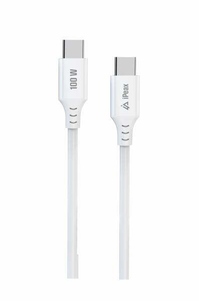 TPU KÁBEL USB-C / USB-C 1, 5M, 5A, 100W BIELÝ 