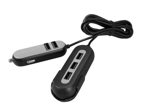AVACOM CarHUB nabíjačka do auta 5x USB výstup, čierna 