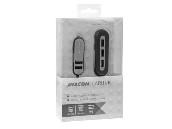 AVACOM CarHUB nabíjačka do auta 5x USB výstup, čierna 