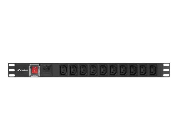 NAPÁJACÍ PANEL (PDU) 19" LANBERG 1U 10A 2m 10X IEC C13 ZÁSUVKA ČIERNA C14 