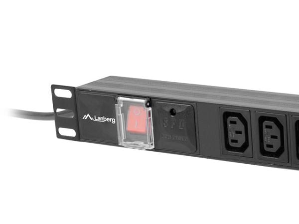 NAPÁJACÍ PANEL (PDU) 19" LANBERG 1U 10A 2m 10X IEC C13 ZÁSUVKA ČIERNA C14 