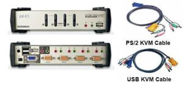 ATEN 4port KVMP USB+PS/ 2, USB HUB, audio, 1.2m