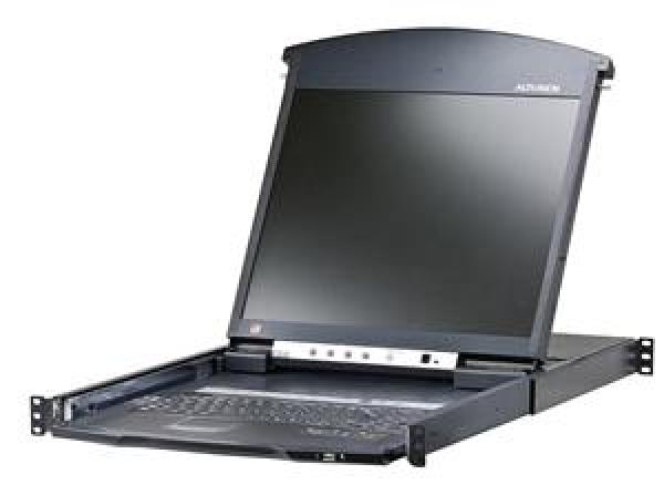 Aten 8-port Cat.5 KVM, dual rail rack, 19" LCD, IP