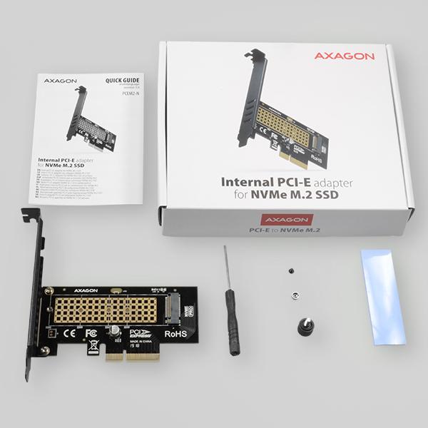 AXAGON PCEM2-N, PCIe x4 - M.2 NVMe M-key slot adaptér, vr. LP 