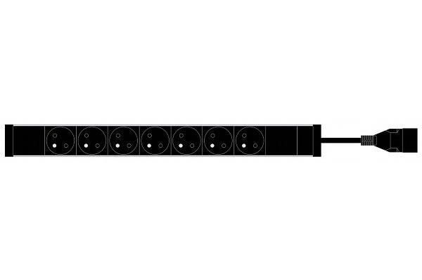 MAXBERT PDU 7x230V, 1U, 19"" čierna farba