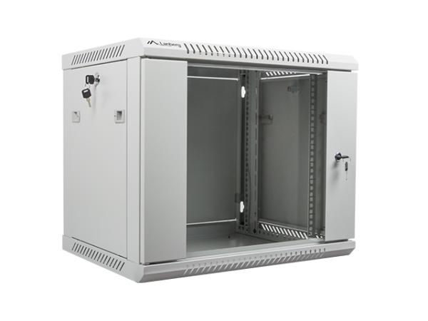 Nástenný rack 19"" 9U 600X450mm sivý flat pack 
