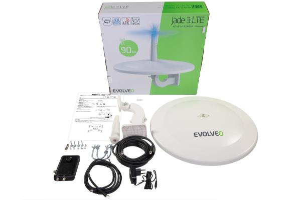 EVOLVEO Jade 3, aktívna vonkajšia anténa FM/ DAB+/ DVB-T2, filter LTE, 4G, 5G 
