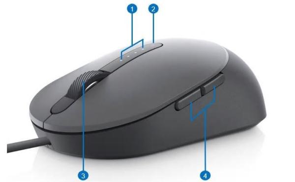 Dell MS3220/ Kancelárska/ Laserová/ Pre pravákov/ 3 200 DPI/ Drôtová USB/ Čierna 