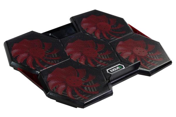 EVOLVEO Ania 14, chladiaca podložka pre notebook, 5x ventilátor, červené podsvietenie 