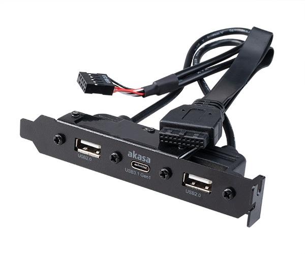 AKASA - USB 3.1 gén 1 typ C a 2x Typ A 2.0 záslepka 