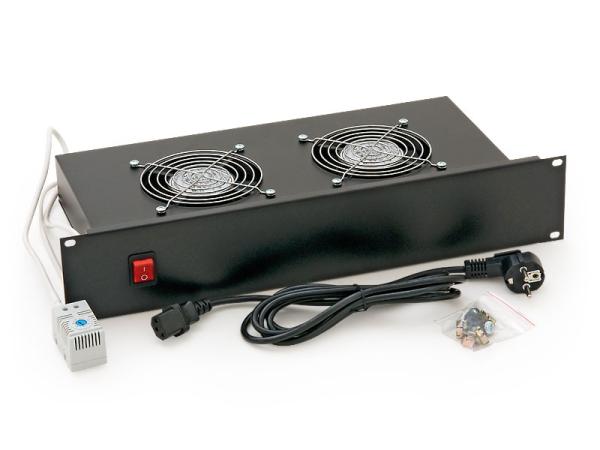 19" horiz.vent.j.2xVent.-220V/ 46W termost.2U čierna