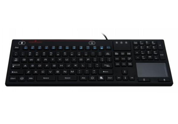 SK314-BL – Priemyselná silikónová antibakteriálna klávesnica s touchpadom podsvietená, CZ, USB, IP68