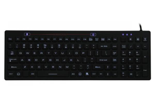 SK312BL – Priemyselná silikónová antibakteriálna klávesnica podsvietená, CZ, USB, IP68