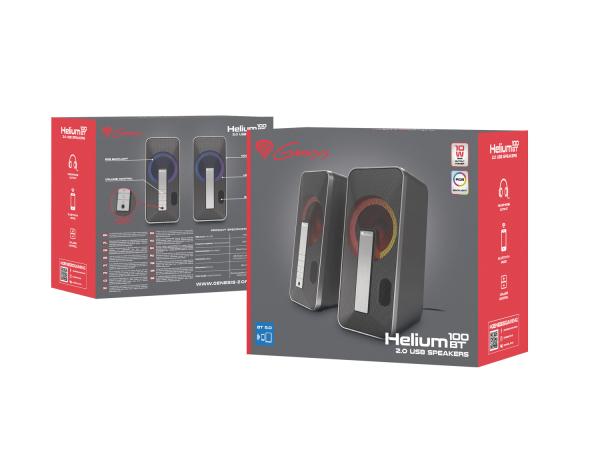Genesis herné reproduktory HELIUM 100/ RGB/ Stereo/ 10W/ Čierna-strieborná 