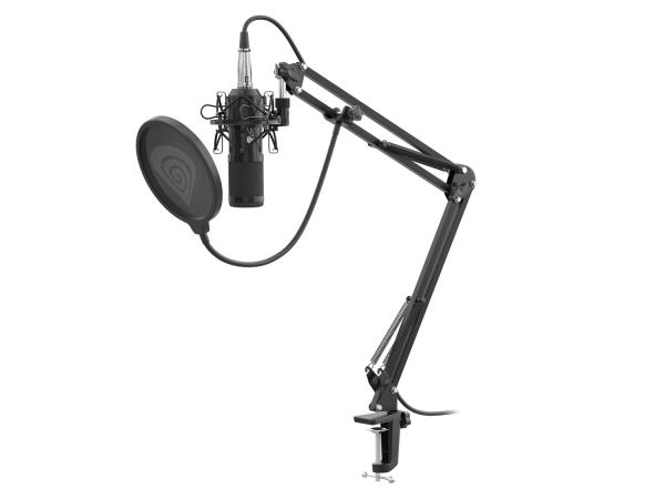 Streamovací mikrofón Genesis Radium 300, XLR, kardioidná polarizácia, ohybné rameno, pop-filter