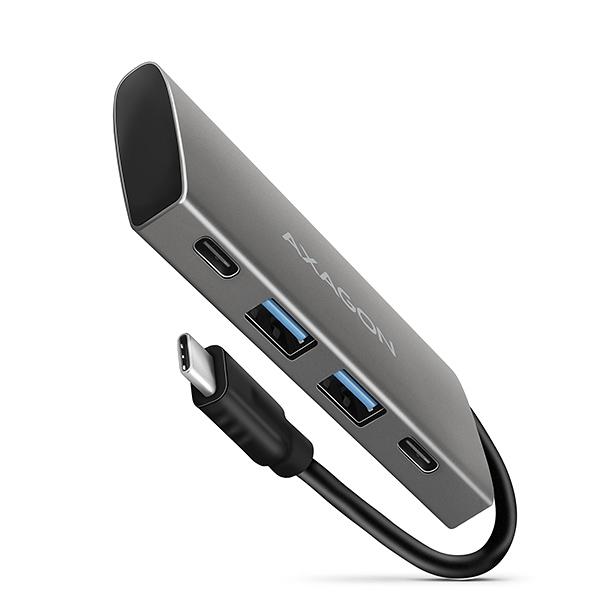 AXAGON HMC-4G2, USB-C 3.2 Gen 2 10 Gb/ s hub, porty 2x USB-A + 2x USB-C, kábel USB-C 13cm 