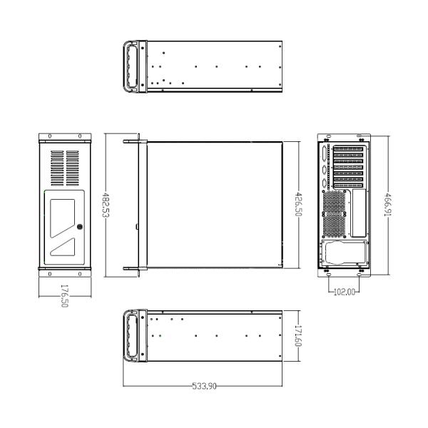 DATACOM 19" Case IPC 4U/ 485mm Čierny bez PSU 