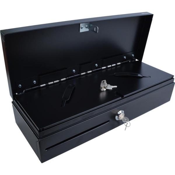 Pokladničná zásuvka flip-top FT-460C - s káblom, so zamykateľným krytom zakladača, 9-24V, čierna 