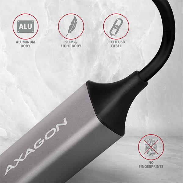 AXAGON ADE-TRC, USB-C 3.2 Gen 1 - Gigabit Ethernet sieťová karta, auto inštal, titánovo šedá 