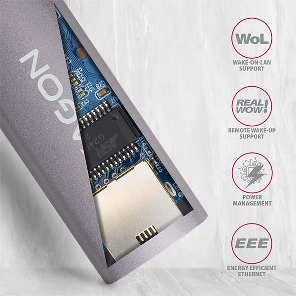 AXAGON ADE-TRC, USB-C 3.2 Gen 1 - Gigabit Ethernet sieťová karta, auto inštal, titánovo šedá 