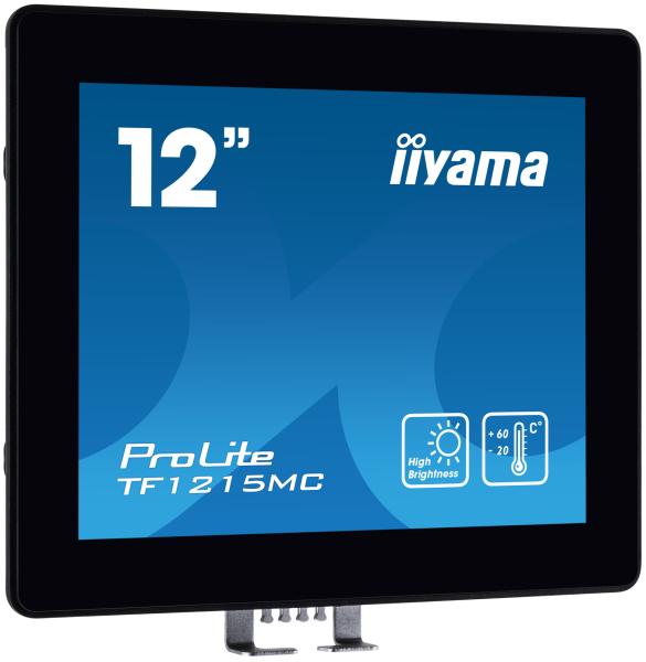 12" iiyama TF1215MC-B1: IPS, XGA, capacitive, 10P, 540cd/ m2, VGA, DP, HDMI, IP65, Ball Drop, čierny 