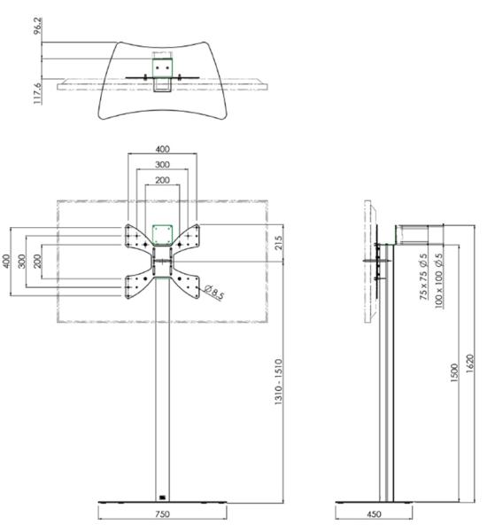 SMMS 062.0550 Stojan na LCD do 55", 30 kg, 131-151 cm 