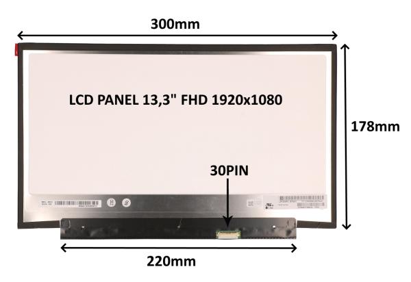 LCD PANEL 13, 3" FHD 1920x1080 30PIN MATNÝ / BEZ ÚCHYTOV