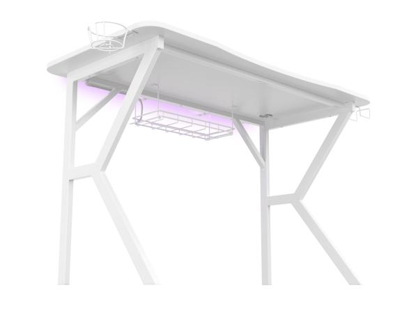Genesis herný stôl Holm 320, RGB podsvietenie, biely, 120x60cm, 3xUSB 3.0, bezdrôtová nabíjačka 