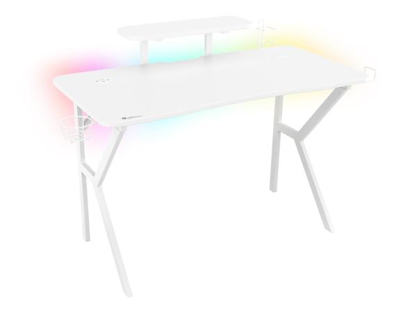 Genesis herný stôl Holm 320, RGB podsvietenie, biely, 120x60cm, 3xUSB 3.0, bezdrôtová nabíjačka 
