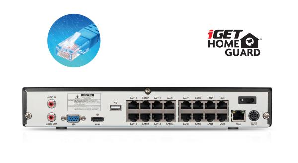 iGET HGNVK164908 - Kamerový UltraHD 4K PoE set, 16CH NVR + 8x IP 4K kamera, zvuk, SMART W/ M/ Andr/ iOS 
