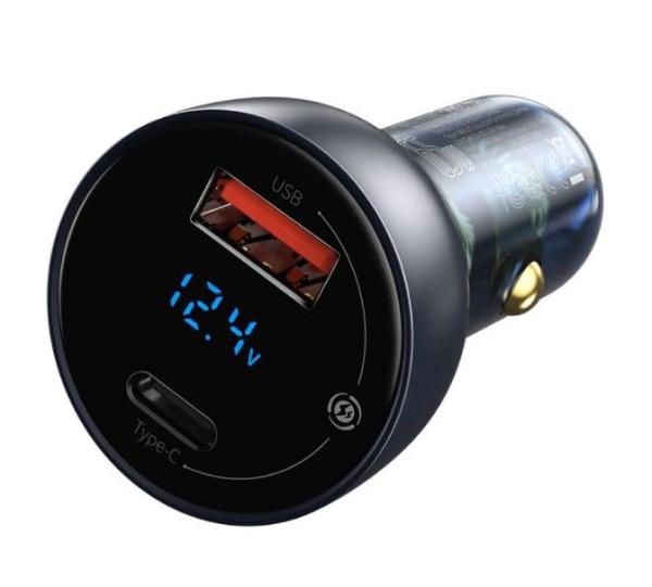 Baseus CCKX-C0G Particular Nabíjačka do Autá Digital Display 2xUSB 65W Gray 