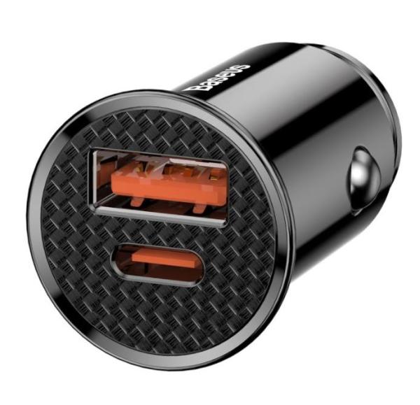 Baseus CCALL-YS01 Circular Nabíjačka do Autá USB+USB-C 30W Black 
