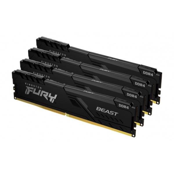 Kingston FURY Beast/ DDR4/ 128GB/ 3600MHz/ CL18/ 4x32GB/ Black 