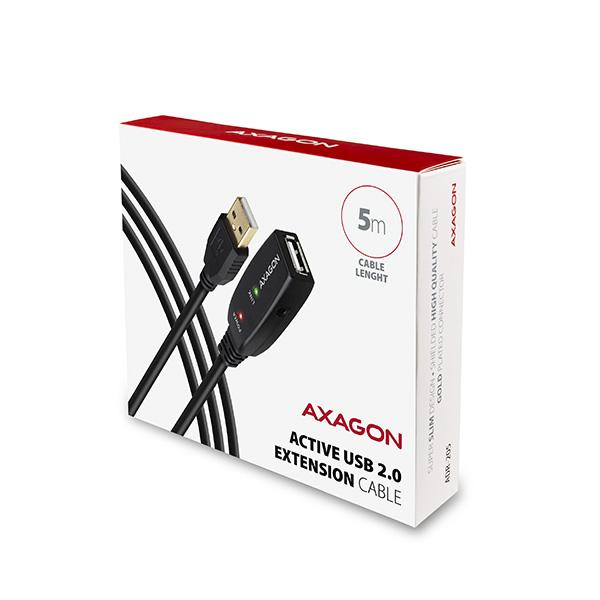 AXAGON ADR-205, USB 2.0 A-M -> A-F aktívny predlžovací / repeater kábel, 5m 