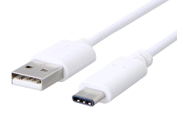Kábel C-TECH USB 2.0 AM na Type-C kábel (AM/ CM), 2m, biely
