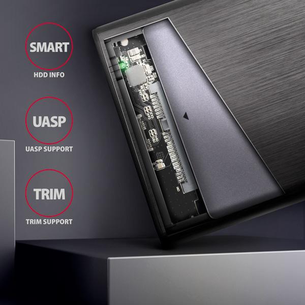 AXAGON EE25-A6M, USB 3.2 Gen 1 - SATA 6G 2.5" kovový RAW box, bezskrutkový 
