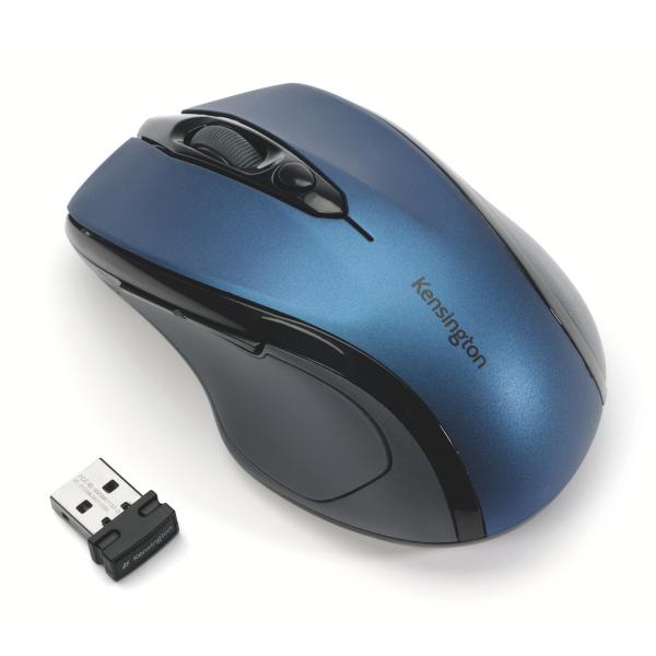 Kensington Pro Fit/ Ergonomická/ Optická/ Pre pravákov/ 1 600 DPI/ Bezdrôtová USB/ Čierna-modrá