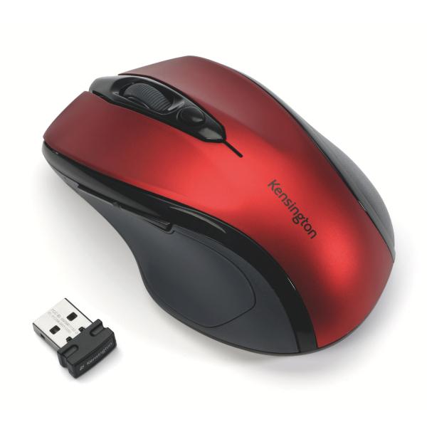 Kensington Pro Fit/ Ergonomická/ Optická/ Pre pravákov/ 1 600 DPI/ Bezdrôtová USB/ Čierna-červená