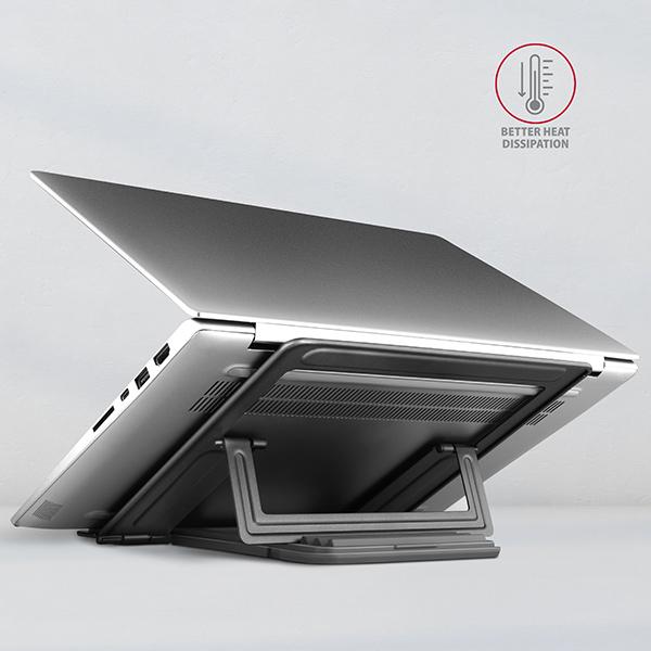 AXAGON STND-L, kovový stojan pre notebooky 10"-17.3", 4 nastaviteľné výšky, sivý 