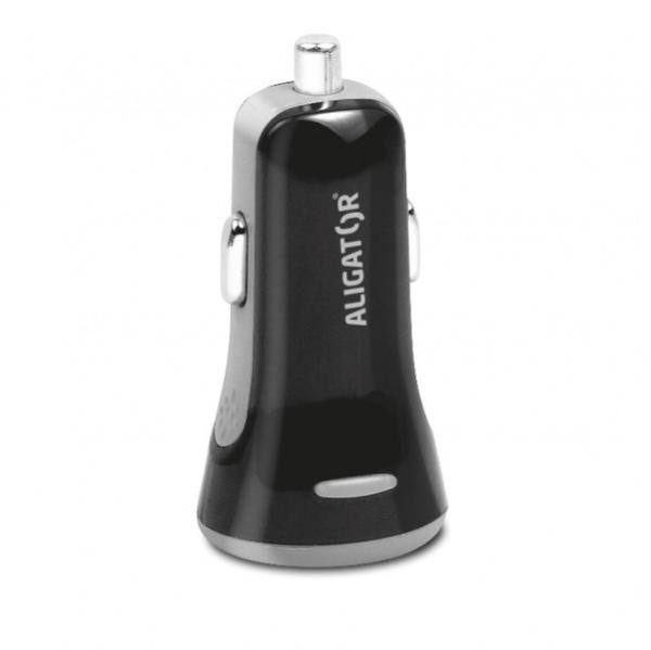 ALIGATOR 3.4A, 2xUSB, smart IC, čierna, USB kábel pre iPhone / iPad 