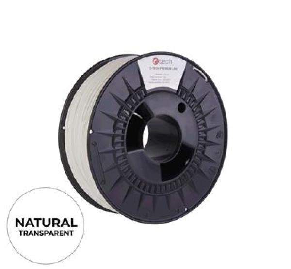 Tlačová struna (filament) C-TECH PREMIUM LINE, PETG, transparentná, 1, 75mm, 1kg