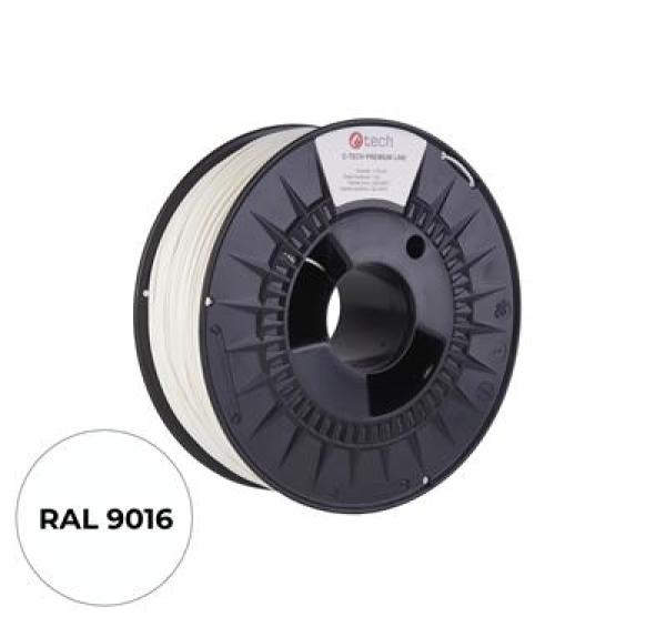 Tlačová struna (filament) C-TECH PREMIUM LINE, PETG, dopravná biela, RAL9016, 1, 75mm, 1kg