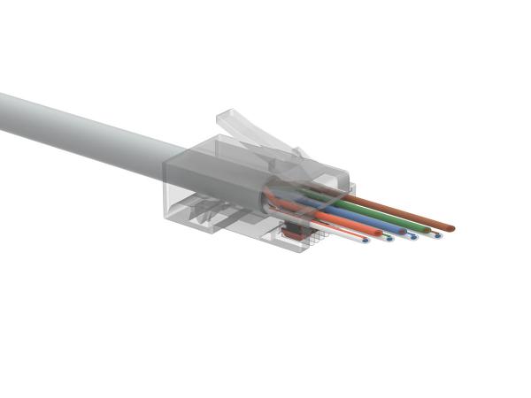 Univerzálny EASY konektor RJ45 CAT5E UTP 8p8c na drôt aj licnu SXRJ45-5E-UTP-EASY 100ks