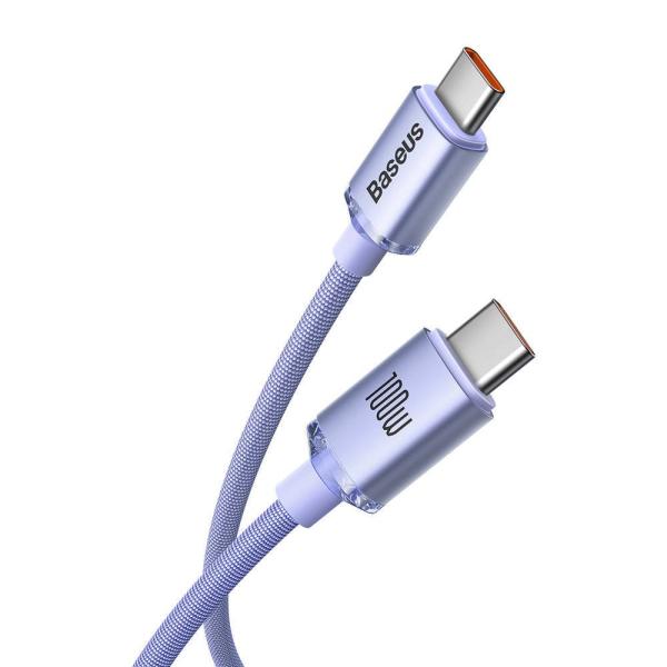 Baseus CAJY000705 Crystal Shine Series Dátový Kábel USB-C - USB-C 100W 2m Purple 