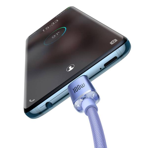 Baseus CAJY000705 Crystal Shine Series Dátový Kábel USB-C - USB-C 100W 2m Purple 