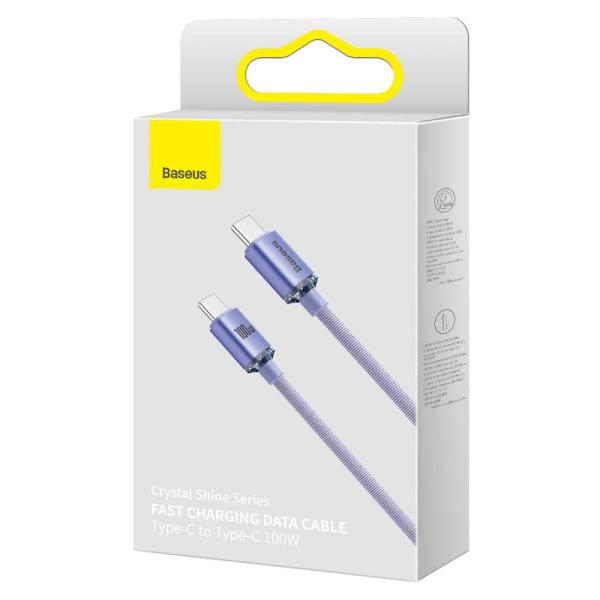 Baseus CAJY000705 Crystal Shine Series Dátový Kábel USB-C - USB-C 100W 2m Purple 