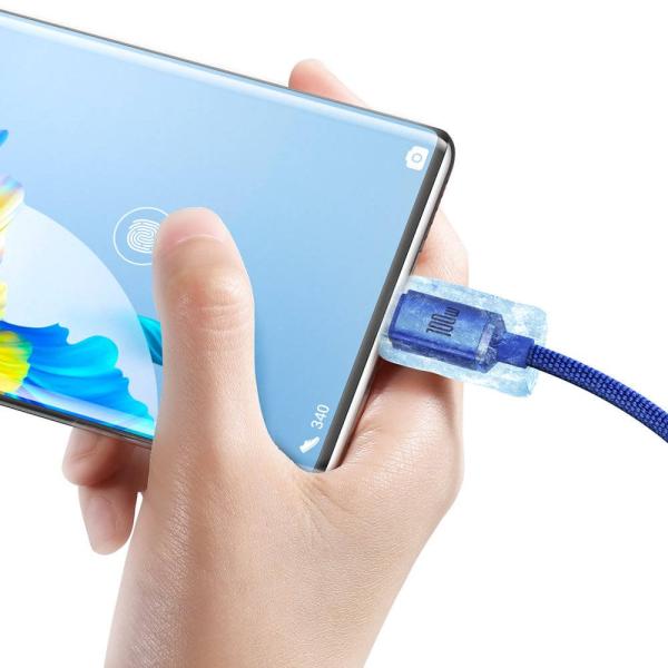 Baseus CAJY000503 Crystal Shine Series Dátový Kábel USB - USB-C 100W 2m Blue 